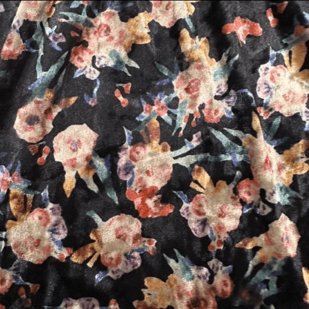 Natural Life Floral Velvet Maxi Dress Smocked Waist V-Neck XS - Picture 5 of 5